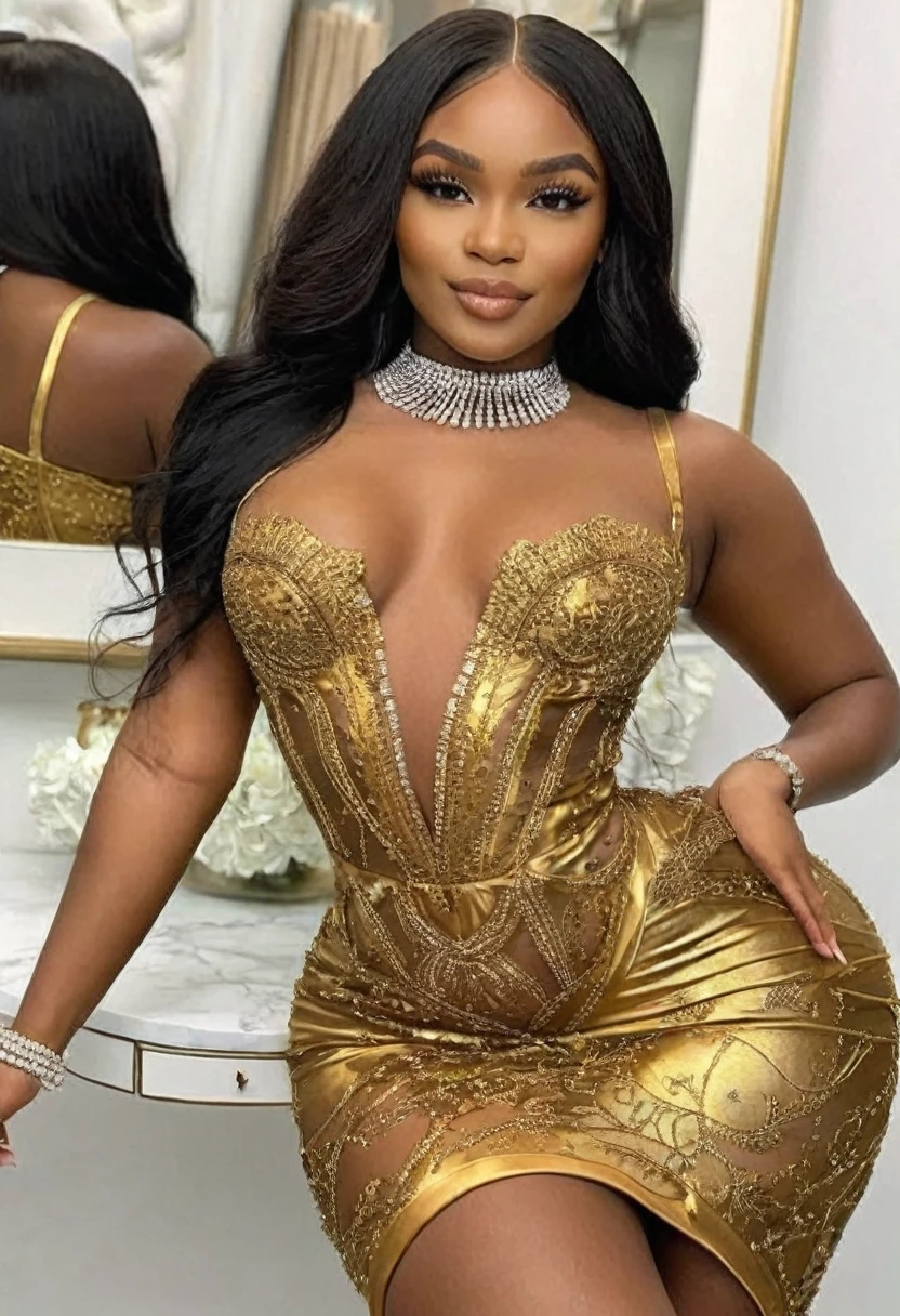((Best high quality:1.2)), Work of art, (8k), extremely detailed, ((High detail:1.2)), (HotLexi woman), Solo, ((24 years old Angolan female)), (sexy dress), (fix his hand to be anatomically correct),
