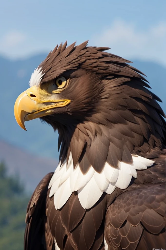 Create a profile of a muscular eagle