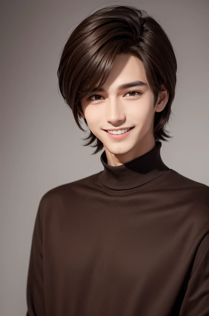 Boy with dark brown hair Tall very tall Slim Player with beautiful smile