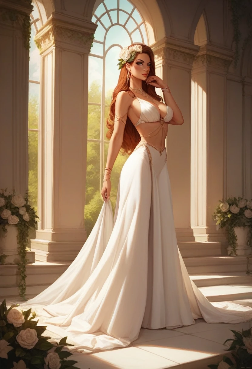 Romantic style, beautiful woman, beautiful accessories, full length, real,