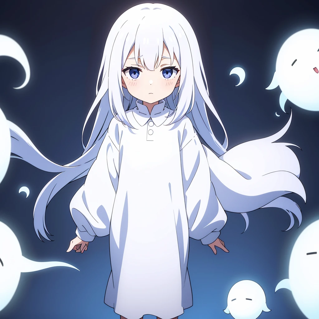 White cute little ghost,(simple background,white background)