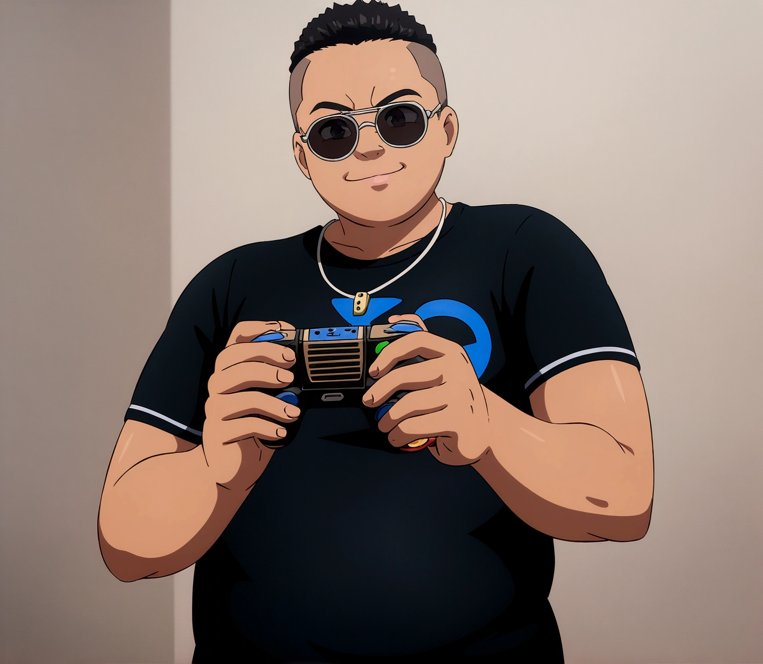 Dark-skinned man in black jacket and sunglasses standing on the street, undercut haircut, Bblack hair, holding a controller, natta, anime 8K foda, anime wallpaper 4k, 4K anime-style, 8K anime art wallpaper, anime wallpaper 4k, anime wallpaper 4k, 4K cartoon wallpaper, best anime 4K Konachan Wallpaper Konachan Wallpaper 4K, 4K anime art wallpaper, 4K anime art wallpaper