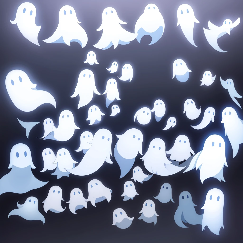 White little ghosts,(simple background,white background)