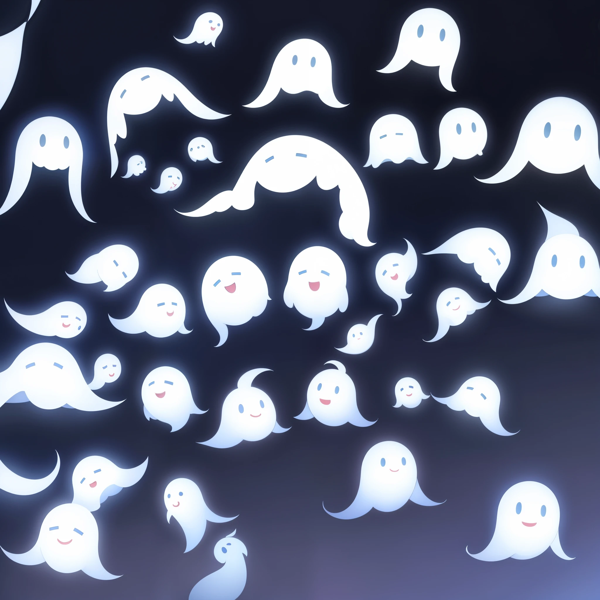 White little ghosts,(simple background,white background)