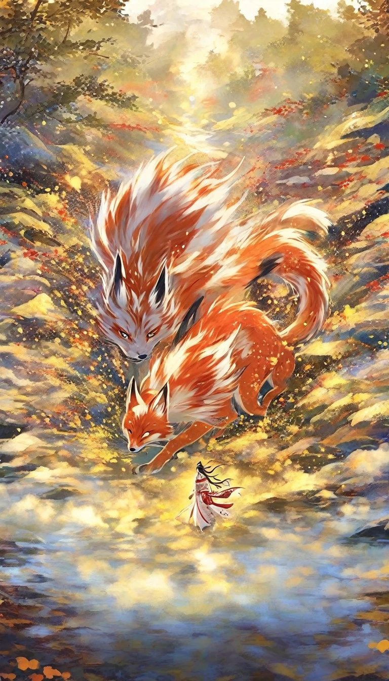 nine tailed fox 32k，Red and white fairy and devil world, A chance encounter with Liu Hanshu, He saw his old self, I decided to take him on as my apprentice., Teach them how to protect themselves, But thanks to the Tibetan star charts, Phoenix and the Liu family、The Yuken School builds relationships, Beginning with the death of Liu Hanshu, Qin Yu embarked on the path of confrontation with a strong opponent., Work Hard, Strengthen yourself, Follow your own path of justice, （nine tailed fox）Eyes full of anger，赤と白のnine tailed foxは拳を握りしめた，Quickly，Inflicting a fatal blow on the opponent，Full Body Lesbian，全身nine tailed foxの男性魔法使い 32k（Masterpiece Canyon Ultra HD）Phoenix（canyon）Climb the street， Explosion site（nine tailed fox）， （dragon）， nine tailed foxの怒りのCombat Stance， looking at the ground， バティックLinen bandana， Chinese red and white patterned long sleeved garment， canyonの赤と白のnine tailed fox（Abstract propylene splash：1.2）Red-white（Realistically：1.4），Black Hair，Flour flying up，Rainbow Background， High resolution， detailed， RAW Photos， sharp， Nikon D850 film stock photo by Jefferies Lee 4 Kodak Portra 400 camera F1.6 shots, Rich colors, Ultra-realistic vivid textures, Dramatic lighting, Unreal Engine Art Station Trends, Cinestia 800，Red and white mist dances,（（（Jungle Canyon）））The injured lined the streets（got it）Climb Street Observation Master real-time image quality（masterpiece，Kilo，Hyper HD，32k） （Linen Batik Scarf）， Combat Stance， looking at the ground， Linen bandana， Chinese nine-tailed fox pattern long-sleeved robe， 朝nine tailed fox（Abstract gouache splash：1.2）， Dark clouds lightning background，Loose water