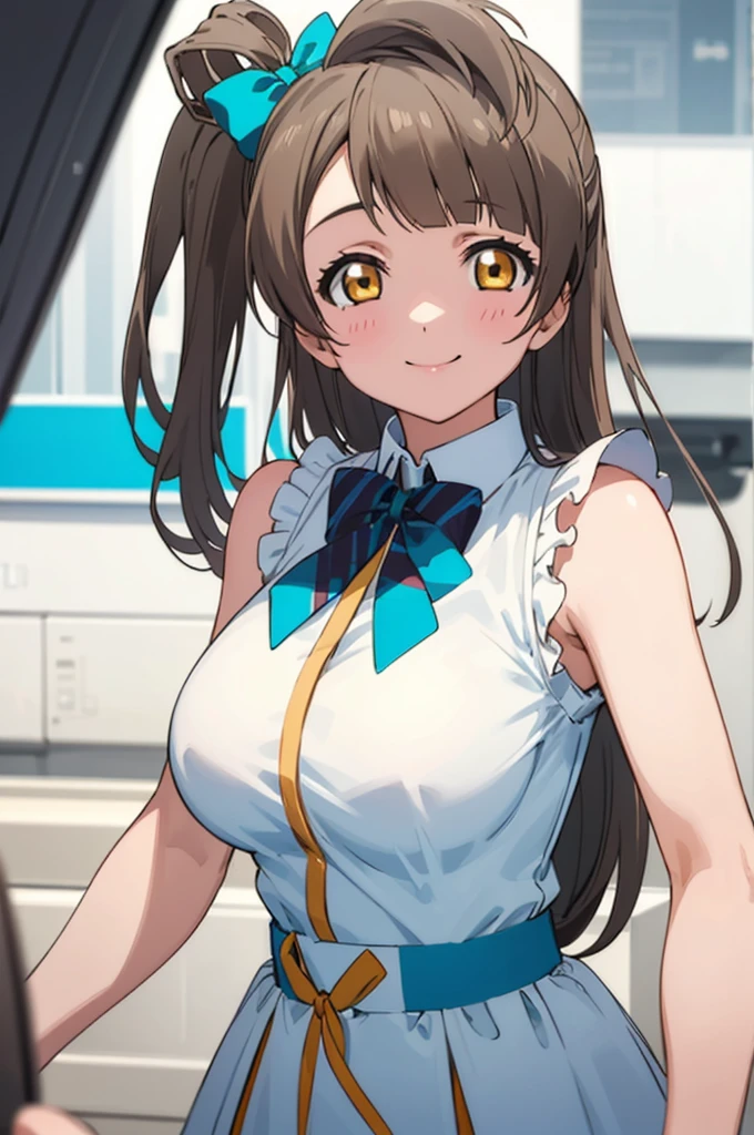 (((pixel-perfect, detail-perfect))), solo, 1girl, kotori minami, , looking at viewer, smile,big breasts,nsfw,sleeveless