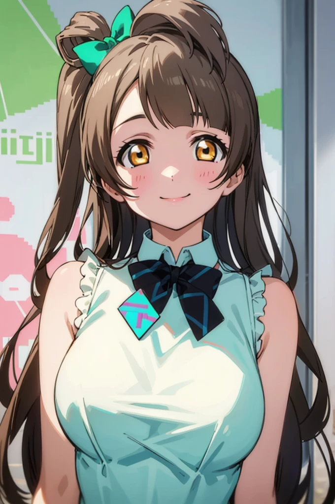 (((pixel-perfect, detail-perfect))), solo, 1girl, kotori minami, , looking at viewer, smile,big breasts,nsfw,sleeveless