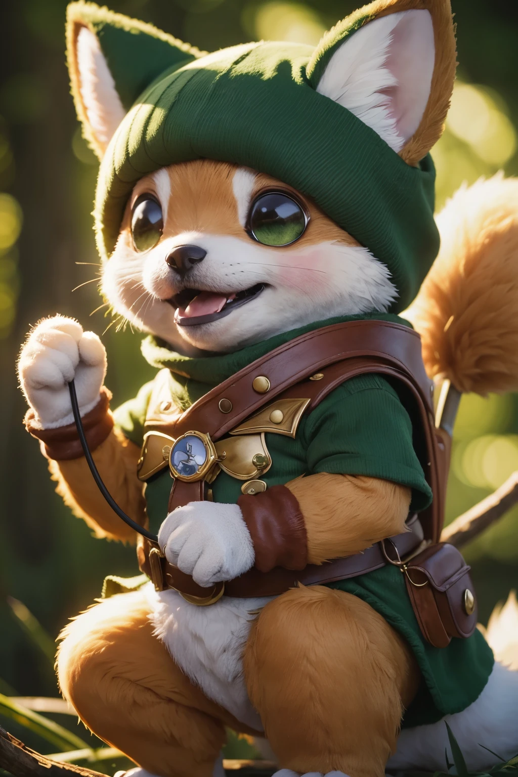((best qualityer)), ((work of art)), (detailded), 1 character, signaling news, teemo , league of leguends , paizagem natural , bone do teemo
, fur like fur