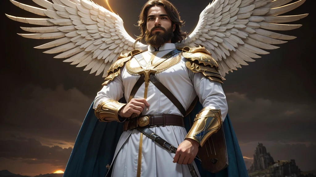 God's Angel, Anjo Masculino de GOD, God's golden Army, naughty man, Masculine Male, mighty, Jewish Hebrew Beard, Detailed Realistic God's Angel, photorrealistic, ultrahd, fotorrealism, epic, armour de Guerra, Soldier's Clothing, warrior de GOD, warrior, Macho warrior,
battle angel, Forte Angel de GOD, Divina armour de Guerra, Dress for Battle, Spiritual war, Batalha Espiritual, Spiritual Battle Angel, epic warrior do Altíssimo, photorealistic landscape, golden sunset, sky, sky Power, Detailed realistic sunset, mountainous landscape, Rivers of water, sunset Realism, alone men, GOD man, Man's beard, GOD's Army Angel, armour Divina, golden Army, Silver Army, armour, Soldier Angel, Detalhes photorrealistics, GOD's angel masculino, GOD's Army, GOD's Hebrew, GOD's Strong Angel, GOD's Power, angel masculino, male man, Camisa padoru, elegant shirt, Closed blouse, closed shirt, long-sleeved shirt, golden, Tunica, GOD'angel, barba, naughty man com barba, Large Beard, Barba Judaica, Hebrew, panorama, Alpha Male, Caminho para o sky, heavenly, 8K Detailed Realistic Image, 16K Photorealistic Contrast, 8K Photorealistic Sharpness, Photorealistic 4K cores, 16K Photorealistic Shadows, 8K Photorealistic Textures, 16K Photorealistic Texture, 4K Photorealistic Light, fotorrealism 4K, FullHD 4K Detailed Contrast, detailed sharpness FullHD 8K, detailed sharpness FullHD 4K, detailed sharpness, 2K detailed colors, lifelike colors, FullHD Detailed Shadows, 4K Detailed Textures, detailed texture, padoru, natural beautiful, posh