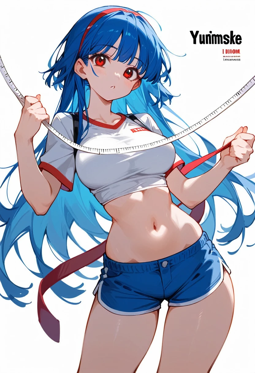 My name is Yukiko.I am a white test woman with long Sky blue hair,red eye color.I am 1.62 cm tall . My breasts measure 260 cm, my waist 40 cm and my hips 200 cm. Dressed in a tight, low-cut pink blouse along with short black shorts . With breasts 260 cm