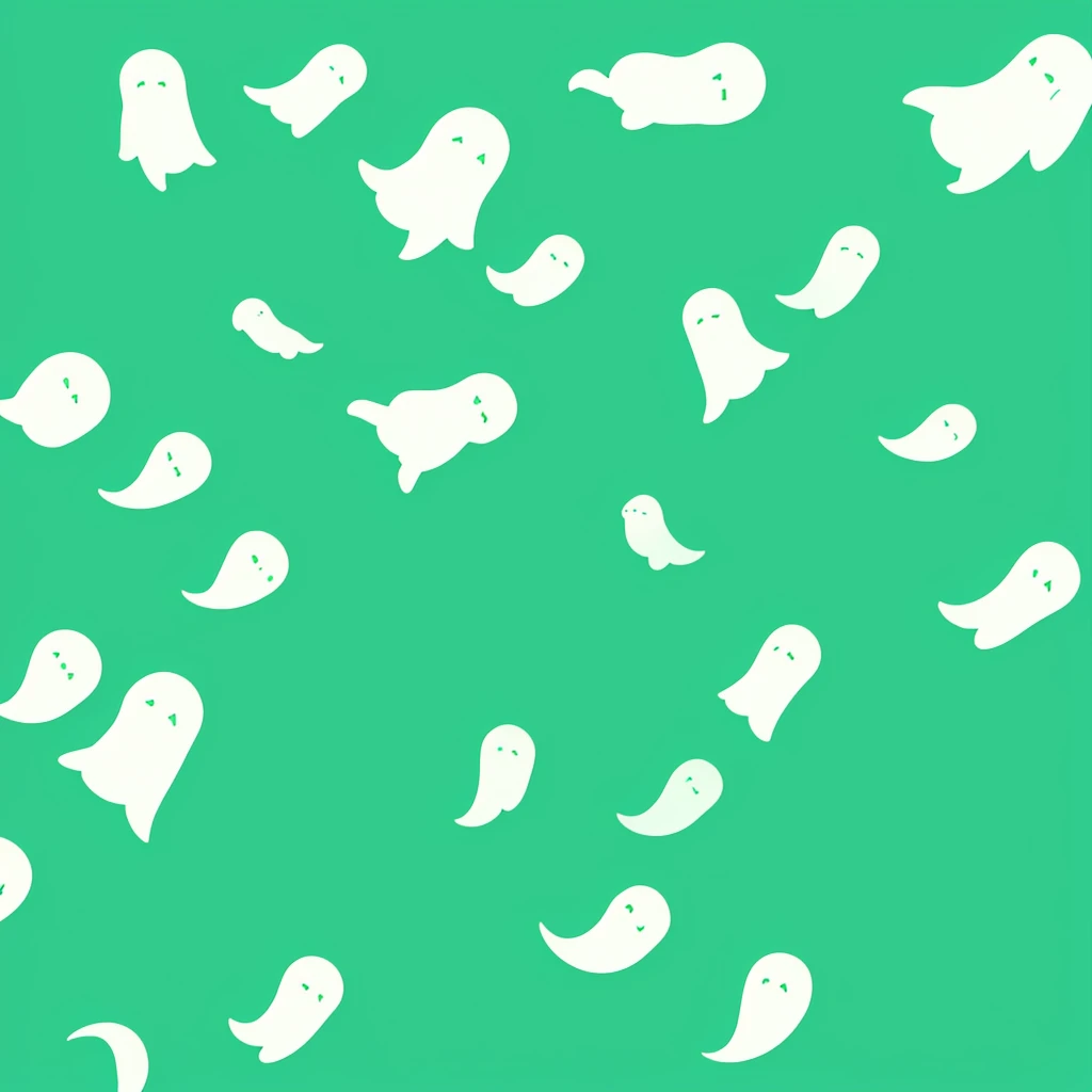 White little ghosts,simple bacground,green background