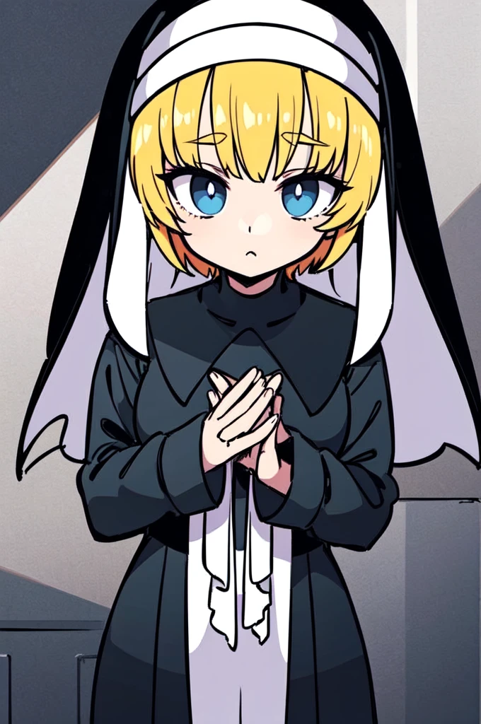 a drawing of a nun with her hands folded in prayer, clean anime outlines, perfect lineart, clean lineart, extremely fine ink lineart, nun outfit, simple lineart, beautiful line art, anime style drawing, thick black lineart, black and white manga style, pin on anime