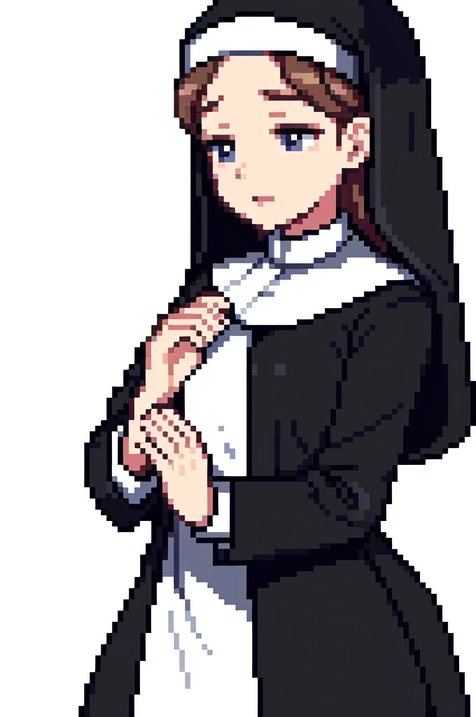 a drawing of a nun with her hands folded in prayer, clean anime outlines, perfect lineart, clean lineart, extremely fine ink lineart, nun outfit, simple lineart, beautiful line art, anime style drawing, thick black lineart, black and white manga style, pin on anime