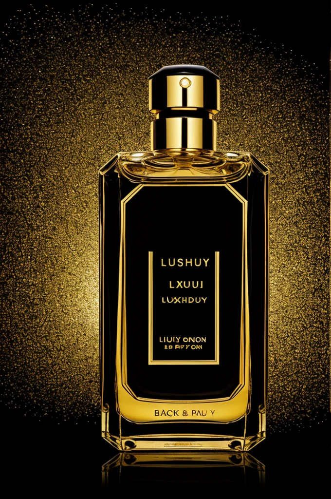 Perfume luxury with black and gold background named LP