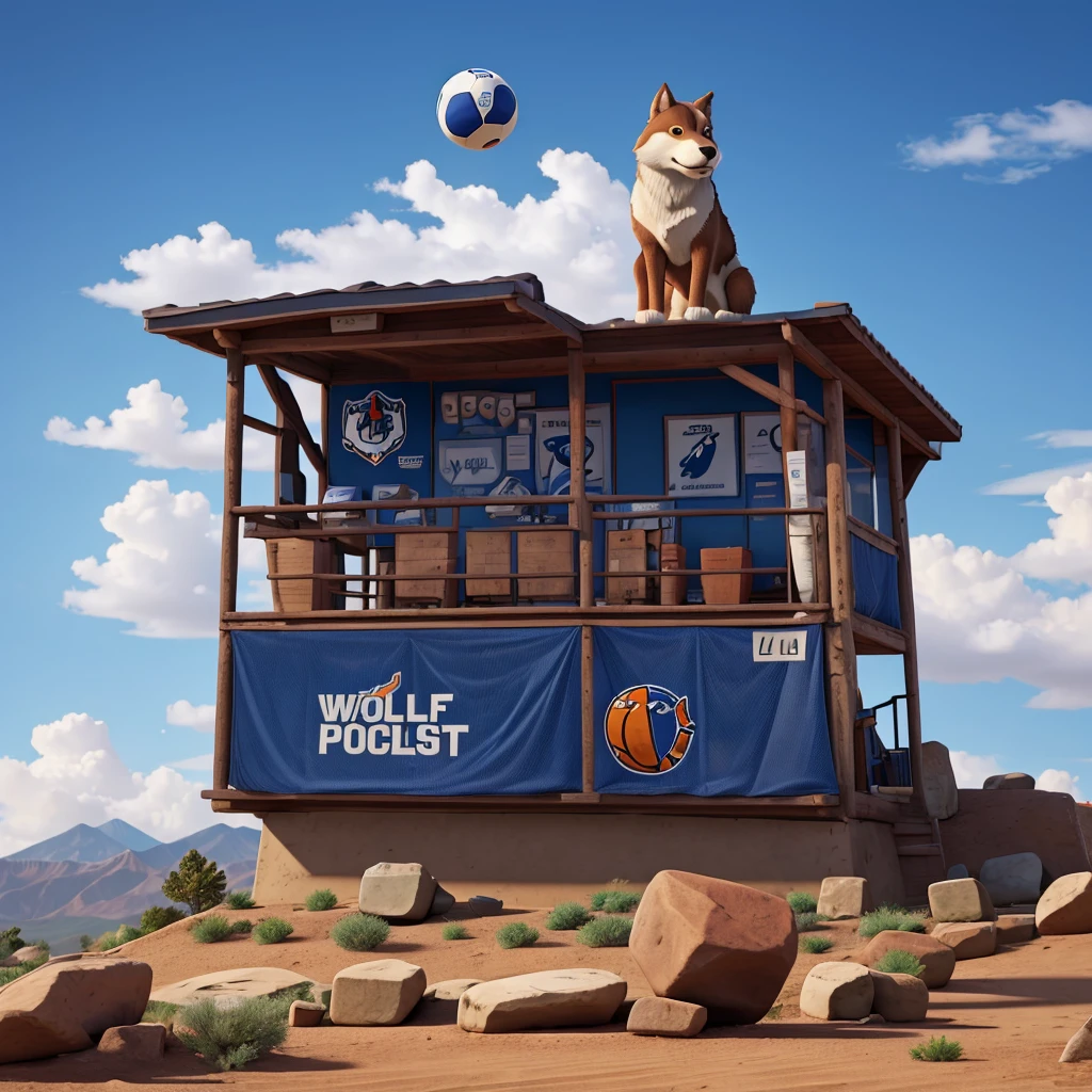 A logo for a sports team with a wolf pack theme