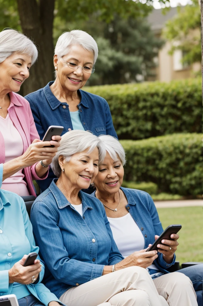 Retirees using cell phones