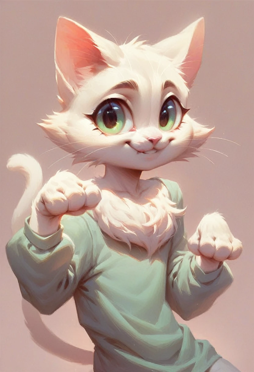 In the style of TOK, score_9, score_8_up, score_7_up, cute cat, cartoon cat, Munchkin cat, looking at the viewer, smiling, simple background