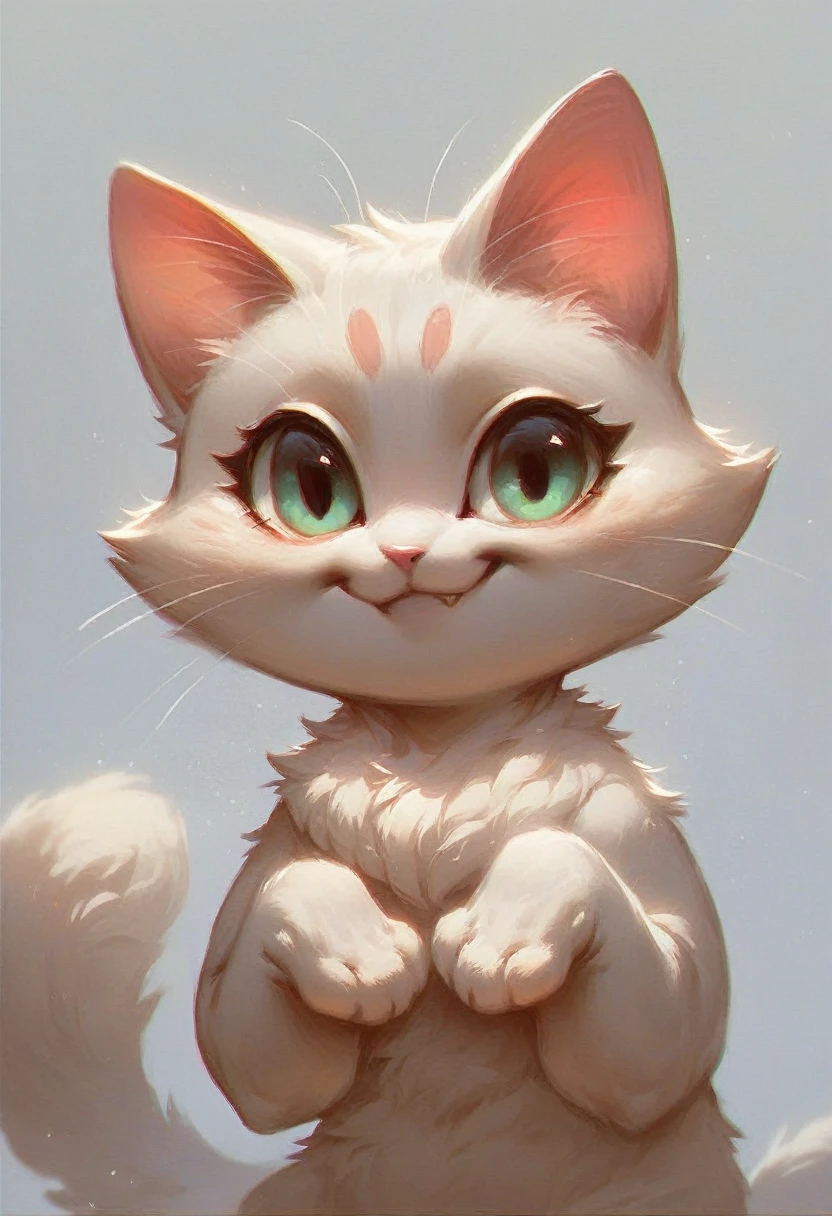 In the style of TOK, score_9, score_8_up, score_7_up, cute cat, cartoon cat, Munchkin cat, looking at the viewer, smiling, simple background