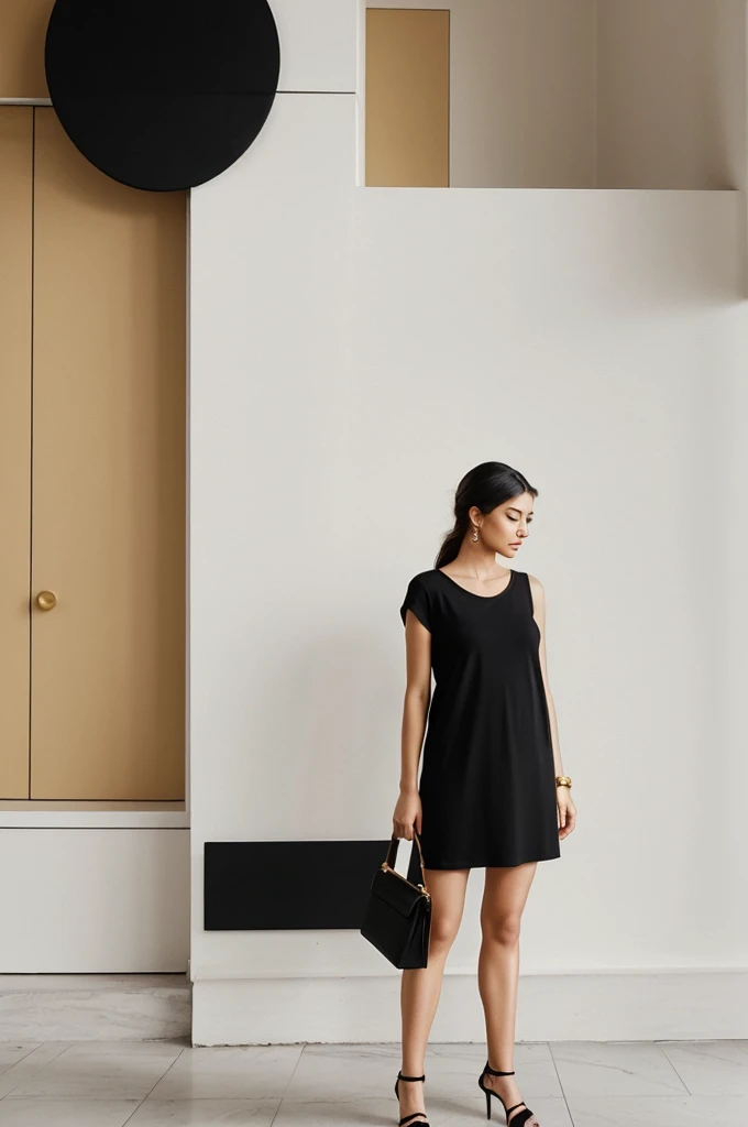 Minimalist clothing brand logo in black, white and gold colors inspired by the Greek goddess Athena, something elegant and simple.