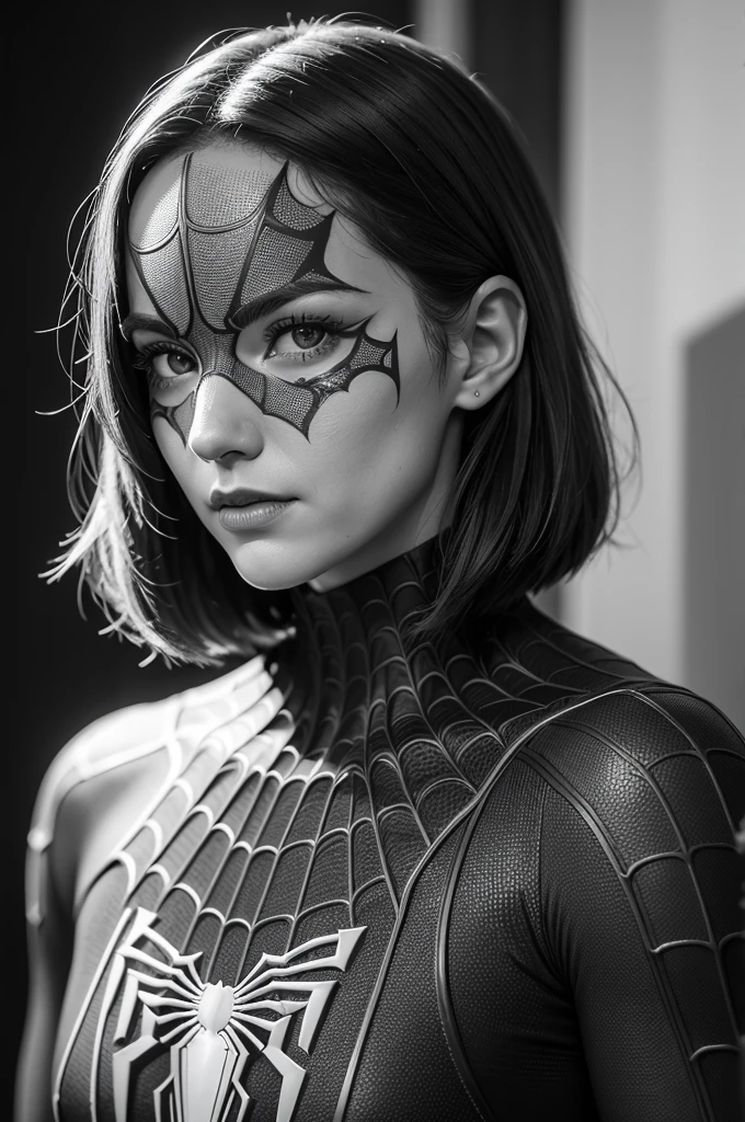 A photograph of Spider-Man, without mask, the 20s, bonitas, face detailed, looking at the camera, portraite, 8k hd, high qualiy