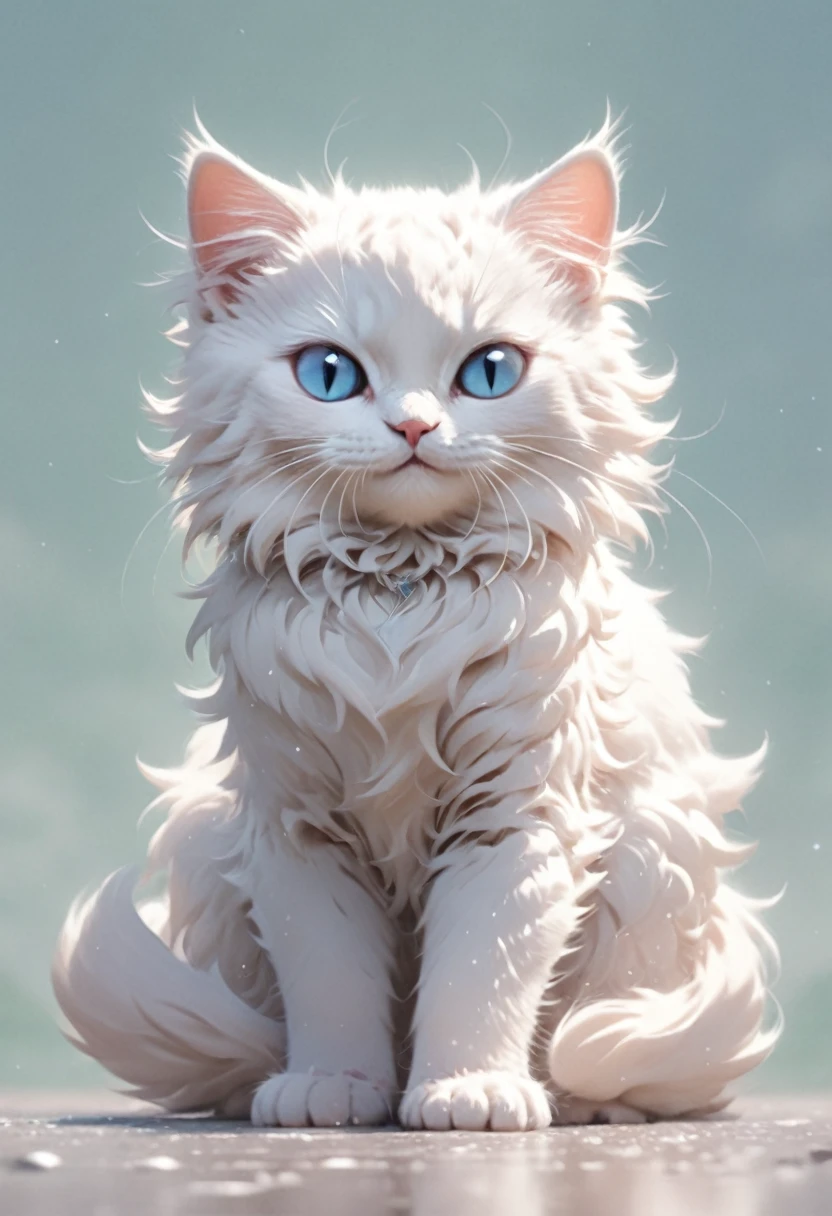 In the style of TOK, highest quality, cute cat, cartoon cat, Munchkin cat, looking at the viewer, smiling, simple background