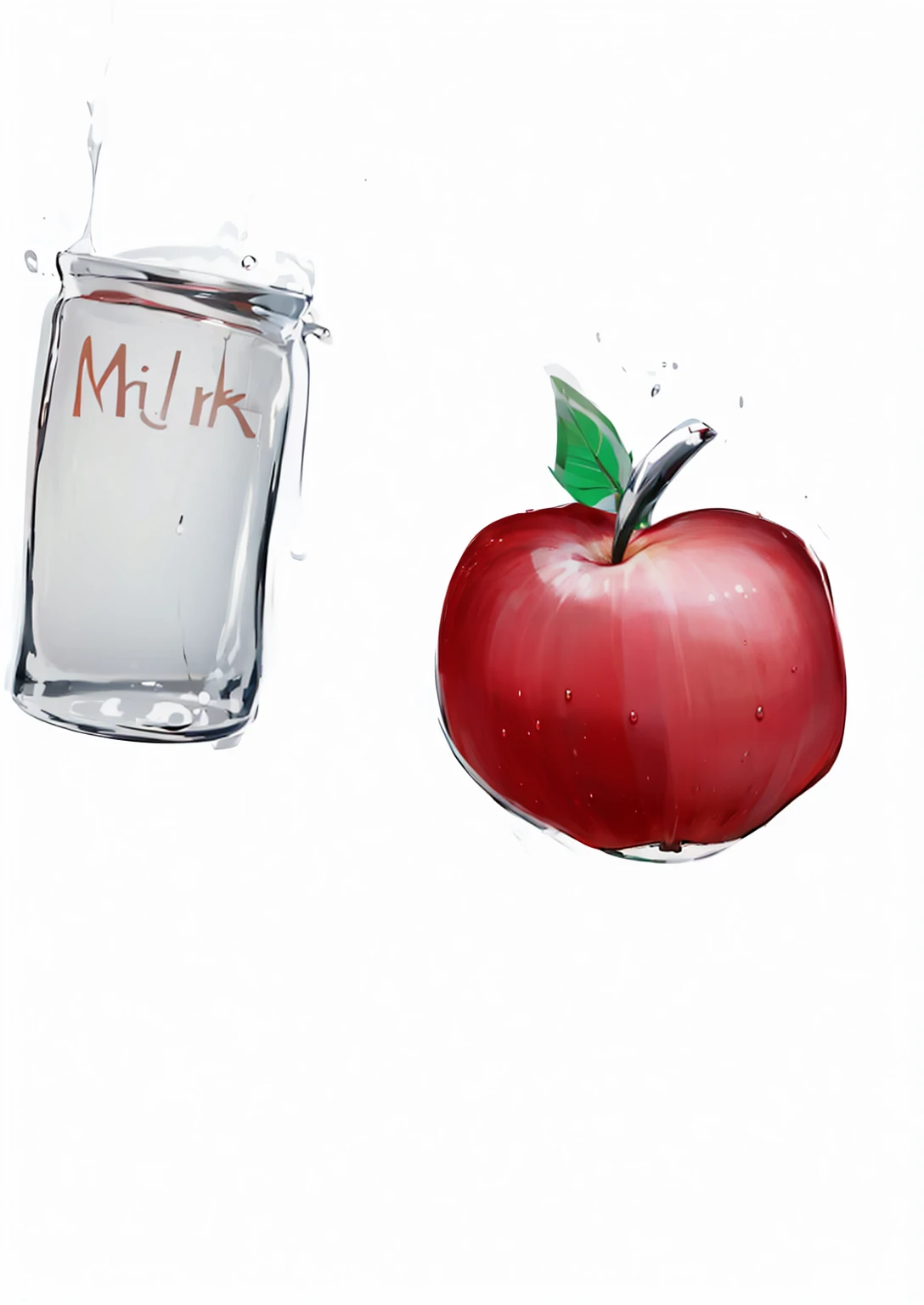 a carton of milk and a red apple