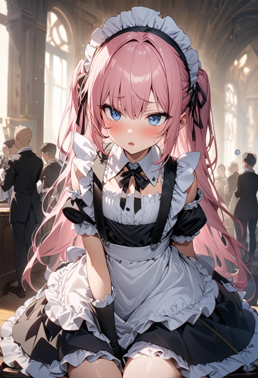 Listen carefully, (Best image quality),(Hair is pink、Drill Twin、Maid clothes）,(Master&#39;s Work),(Super detailed),(詳細なeyeの描写:1.0),(Lens flare:1.0),(Movie Posters:1.0),(Tarot Border:1.0),Portraitureは中央に配置されます,(close:1.0),(nagative space:0.8),(Negative space:1.6),(alone),(colorfulに浮かぶ {Wind|Water magic|ink|crystallizations|ice|fire|inflammation|lightning|web|rock|sand|particle|光のfire花|Blood}:1.0),(colorfulなものが多い {Soap bubble|cloud|Thorn|spike|Grapevine|current|spiral|barely|wing|Tattoo|Cube|octahedron}:1.0),(floating {red|green|green|Aqua|purple|yellow|black|white|gray|Pink|orange|lime} {ribbon|Fater|particle|blade|water滴|Snow Flower|soft ball}:1.0),({crystallization|ice|fire|inflammation|Wind|water|Earth|stone|space|musical|Sonic|Vortex} {magic|wing}:1.0), ({Ray Tracing,Shine|Speckled sunlight,light,Caustics|night,Black Theme|mysterious,Creepy|easy going,pastel}:1.2), ({colorful|Sparkling|Multicolor}:1.0),(Beautiful sparkle:1.0),({Leaning forward|Lean back|Tilt to the side|}:1.2),{(smile:1.0)|(False Smile:1.0)|(Stern expression:1.0)},({small|small||lips,eyelash}:1.0),{(Open your mouth:1.0)|(Mouth closed:1.0)|},({eyelash|eye shadow||}),{片eyeを閉じて|||},(),({From below|From above|From the side From the side|From behind|Face-to-face viewer}:1.3),(Hello:1.3),(Tilt your head:1.0),(Dynamic pose:1.1),,({red|green|green|Aqua|purple|yellow|black|white|gray|Pink|orange|lime} {armor|dress|Collared shirt|suit|Costume}:1.0),({formal|army|Techwear|Urban style|casual,casual clothes|Fantasy,Magister|wild,Tribe|sf,Futuristic}),({Checked skirt|Layered skirt|Fluffy dresses|tights|pants|Shorts}),({red|green|green|Aqua|purple|yellow|black|white|gray|Pink|orange|lime} {eye|eye|student}:1.4),,,,{Length jacket|Blazer jacket|Cape|sweater|tie||},{(Floating Cape:1.0),|}({Fox Ears, Fox Girl|吸Blood鬼, Bat Wings|Pointed Ears,(Fairy:0.5)||}:1.1),({Abstract background|city,Skyscraper|forest,garden|city|shrine|cave,underground|Swamp|lake|winter|Alien planets|}:1.4),({indoor,internal|屋outside,outside}:1.1),,({Sitting|flight|Jump|lay|Are standing|Are standing on one leg}:1.1),({Skin of color|white skin|green skin|greenwhiteい肌|By thing|Shiny skin|blackい肌||}:1.1),({Full Body Lesbian|Upper Body|Portraiture|}:1.25),{tooth, 皮のtooth|Tongue Stock|Frowning|lipsを噛む|Thinking|||||}, {虚ろなeye| student in symbol shapes, Heart-shaped student| Slit pupil, + +|||||}, (pink hair, twin tails twin drill, show your forehead, blue eyes, White frilled white headband, slanted eyes, smile, long sideburns, curled bangs, neck ribbon, Forehead, amount),