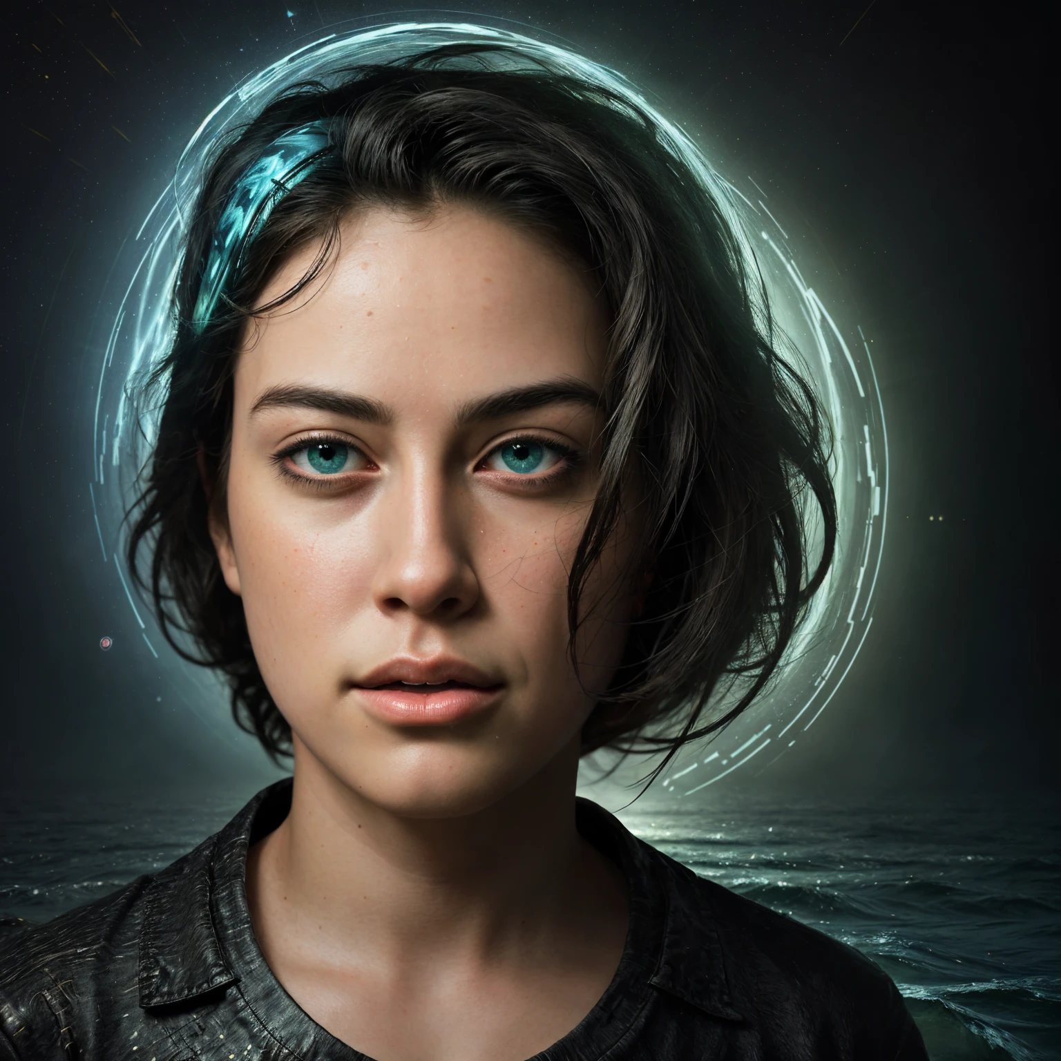 Create an impressive digital work of art, conveying the huge inner world of the artist where beautiful streams of consciousness burst out of his head