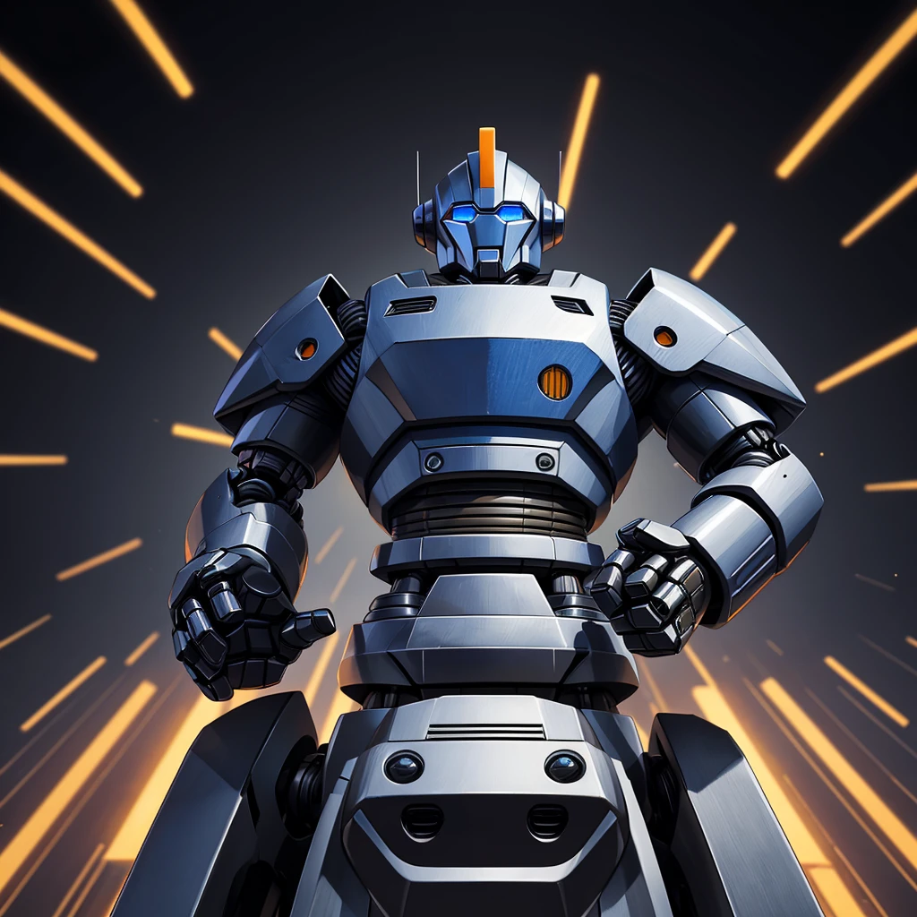 I want you to make a real image of a classic robot with super premium look with many details, humanoid, let the background be some chip cards blurred and releasing sparks