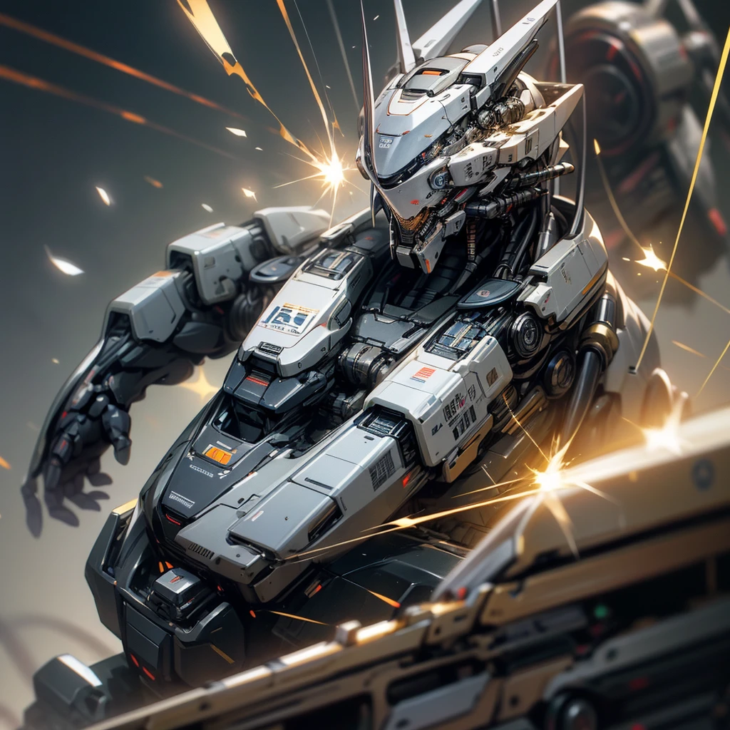 I want you to make a real image of a classic robot with super premium look with many details, humanoid, let the background be some chip cards blurred and releasing sparks