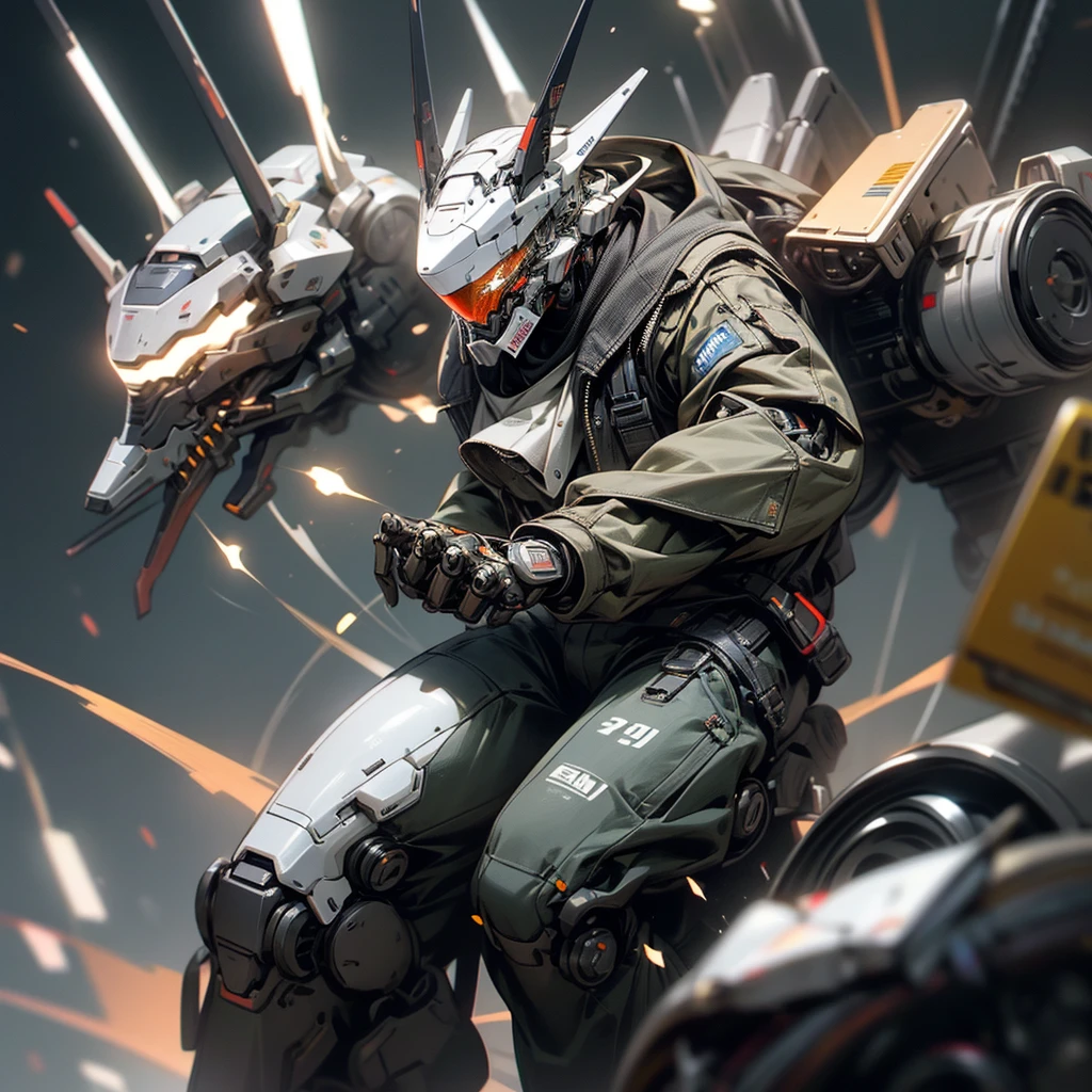 I want you to make a real image of a classic robot with super premium look with many details, humanoid, let the background be some chip cards blurred and releasing sparks