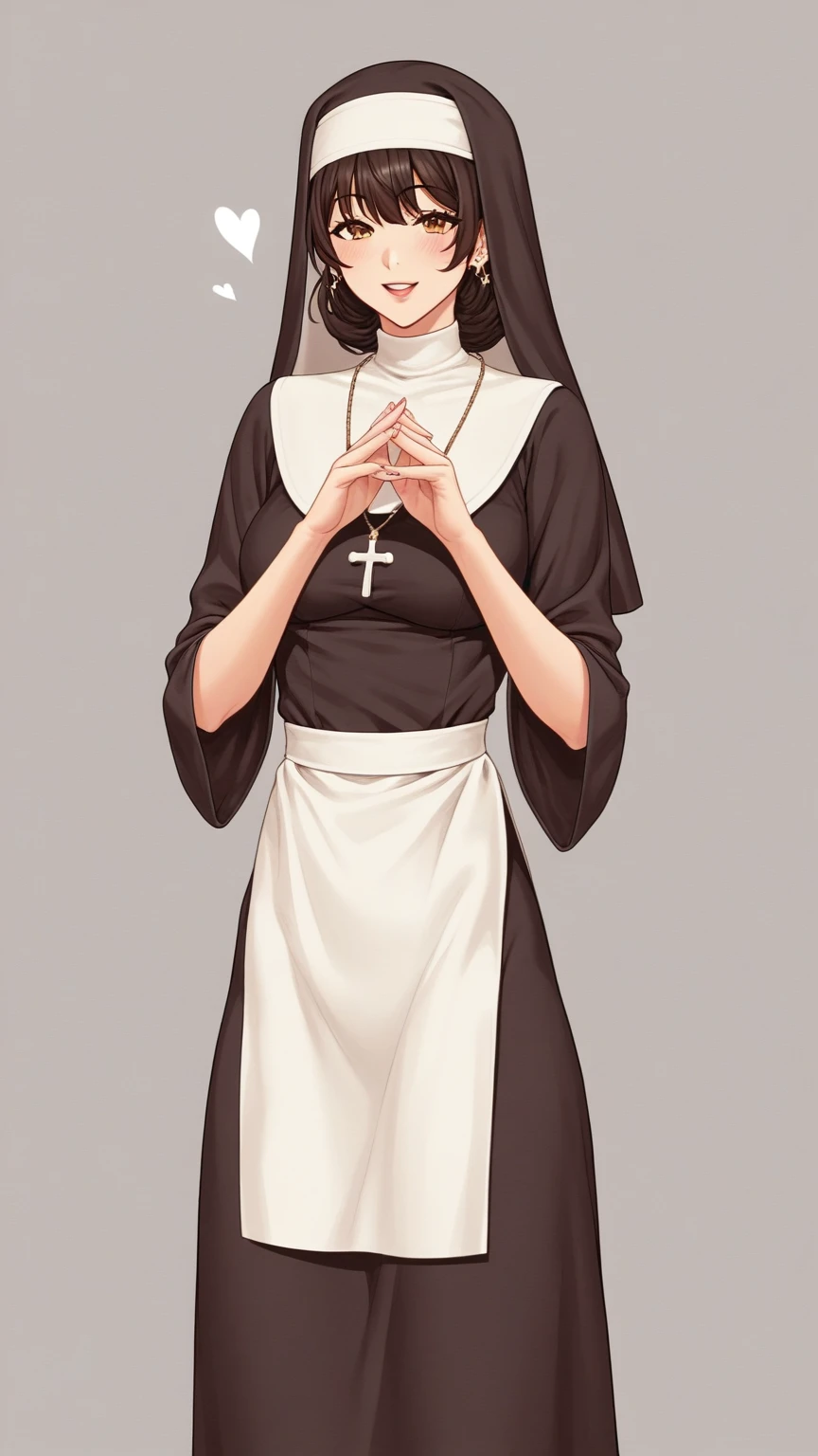 lineart, monochrome, a drawing of a nun, clean anime outlines, perfect lineart, clean lineart, extremely fine ink lineart, nun outfit, simple lineart, beautiful line art, anime style drawing, thick black lineart, black and white manga style, pin on anime