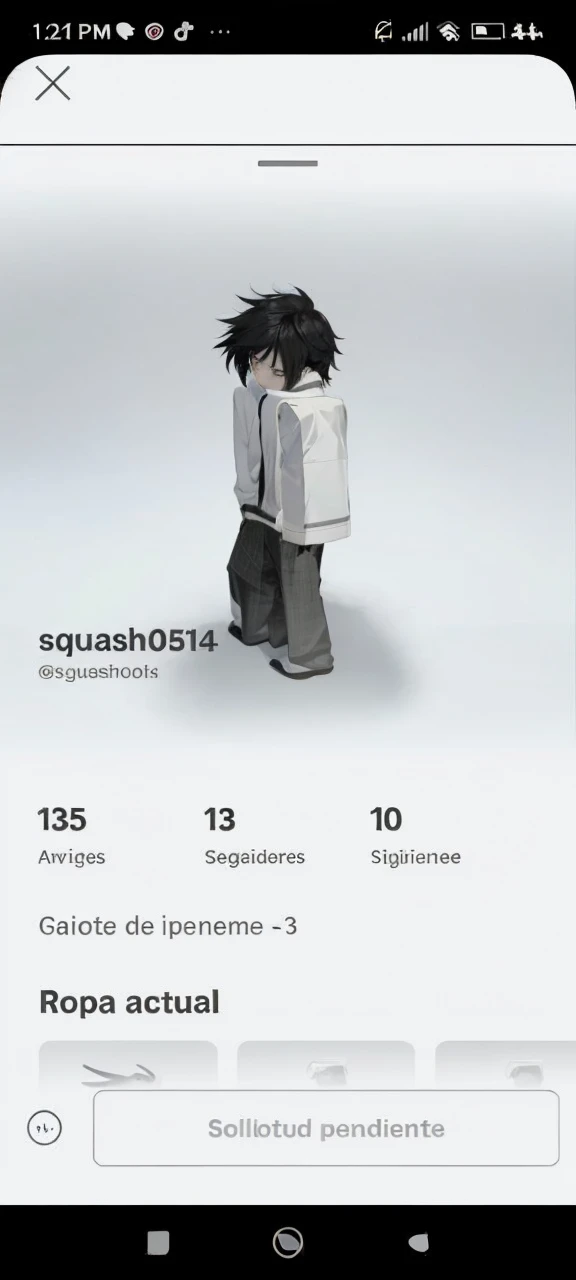 15 year old boy with white skin and white sweater with black pants and black hair