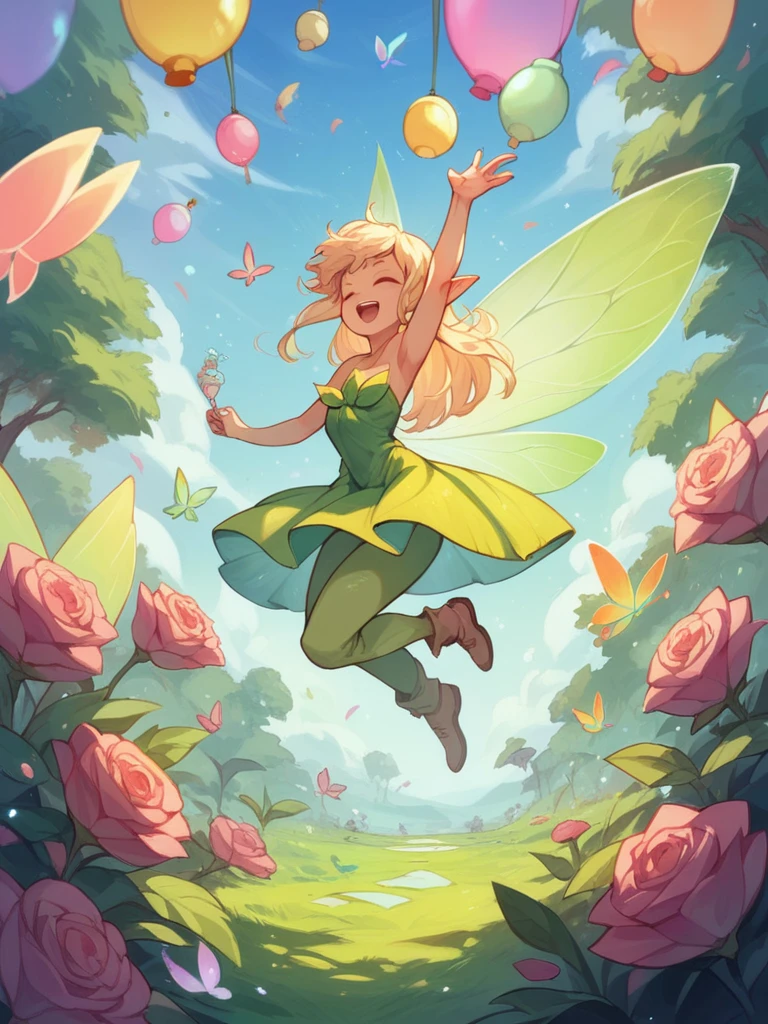 Fairy with short stature, without clothes, , many fairies without clothes, Fun, in anime style, 2d, 4K