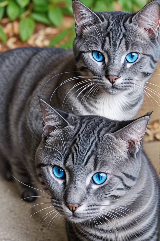 Spawns a gray cat with black stripes and blue eyes