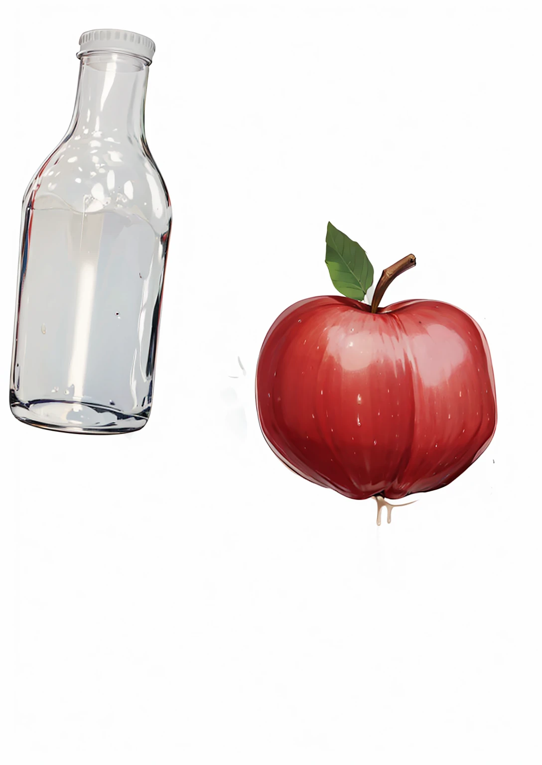  a bottle of milk and a red apple