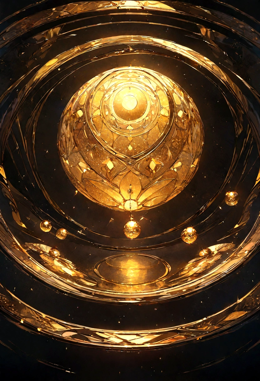 a beautiful detailed golden circle with seven half circles inside, a small golden sphere on top, brilliant gold, illuminated circles, rich textures, metallic sheen, vivid colors, artistic lighting, (best quality,4k,8k,highres,masterpiece:1.2),ultra-detailed,golden,extremely detailed gold circles,gold orb on top of circles,gold texture,shiny surface,reflective,seven half circles in golden color,small golden sphere on top of circles,brilliant gold,illuminated circles,lush textures,metallic luster,vibrant colors,artistic lighting