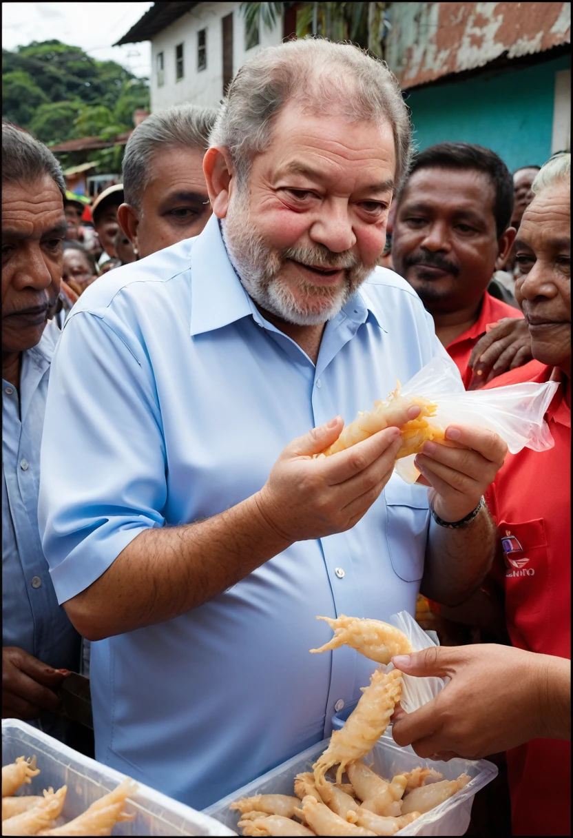 President Luiz Inácio Lula da Silva distributing chicken feet to the poor