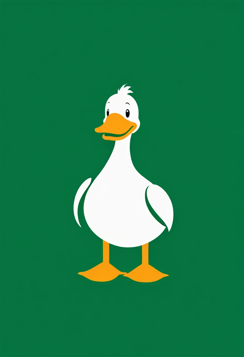 happy funny duck green background deep colors