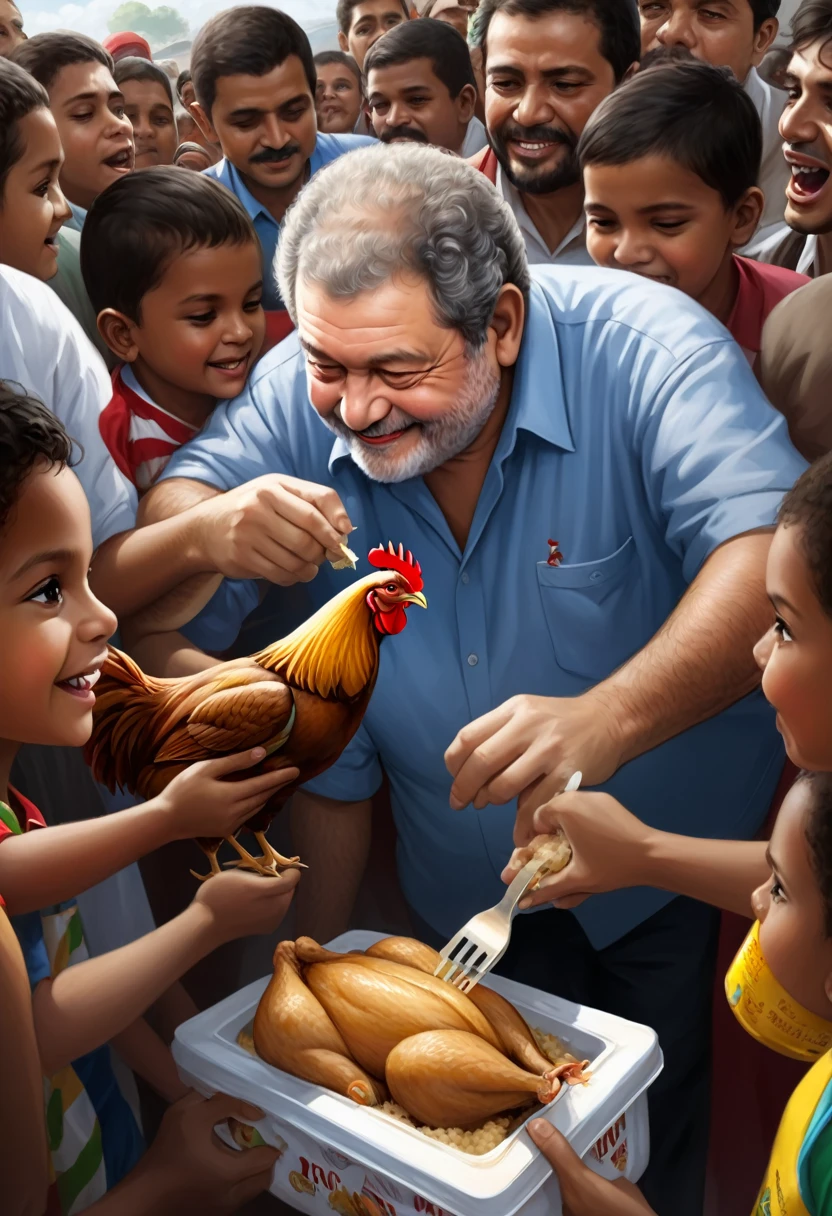 President Luiz Inácio Lula da Silva distributing chicken to the poor