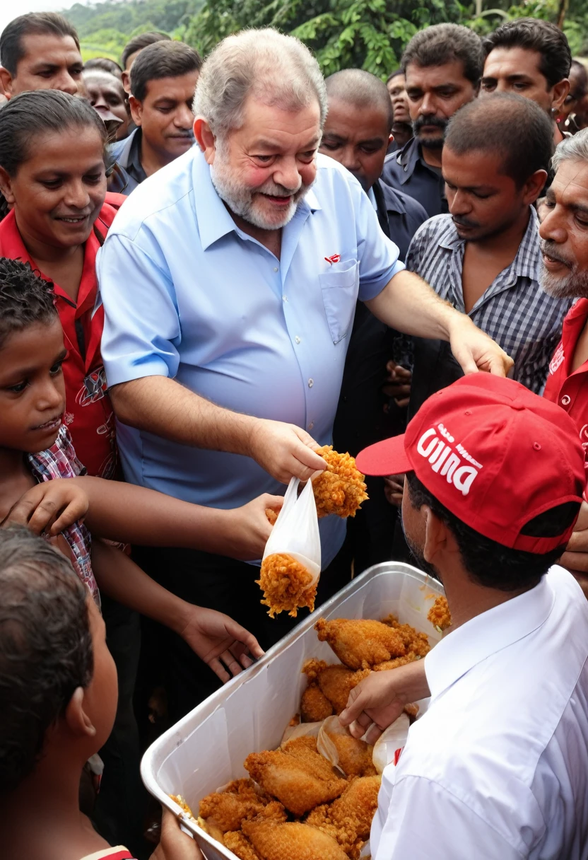 President Luiz Inácio Lula da Silva distributing chicken to the poor