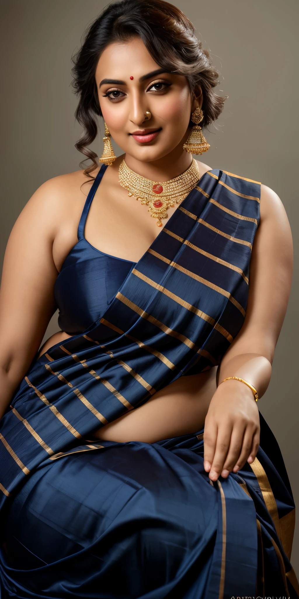 Foto RAW, photorealistic, photography, full body shot, master shot, perfect eyes, goddess like beauty, pierced eyes, perfect thick chubby mallu Desi aunty bhabhi, Wearing a Stanapatta, a chest-band.Saree model, model Photography, Indian saree shoot, Indian traditional wear advertising photography, traditional wear brand shoot, face of Indian actress Sonakshi Sinha, masterpiece, realistic, realism, incredible details, pleasure, photorealism, detailed skin, skin pores, high contrast, photorealistic Artstation 8k HD digital art trend of high definition and detailed realistic skin texture, ultra detail, realistic skin texture, armature, best quality, ultra high definition, (photorealistic:1.4),, high resolution, detail, raw photo, sweat, Re sharp, by Lee Jefferies Nikon D850 Film Stock Photo 4 Kodak Portra 400 Camera F1.6 Lens Rich Color Ultra Real Realistic Realistic Textures Dramatic Lighting Unreal Engine Trending at Art Station Cinestill 800,(pele altamente detalhada: 1.2), 8k UHD, DSLR, soft-lighting, alta qualidade, grain of film, Fujifilm XT3,she didn't like to wear blouse or bra, she is happy to wear only saree, she hates blouse or bra, detailed hairy armpits, hyper realistic skin, skin pores, sweat, veins,