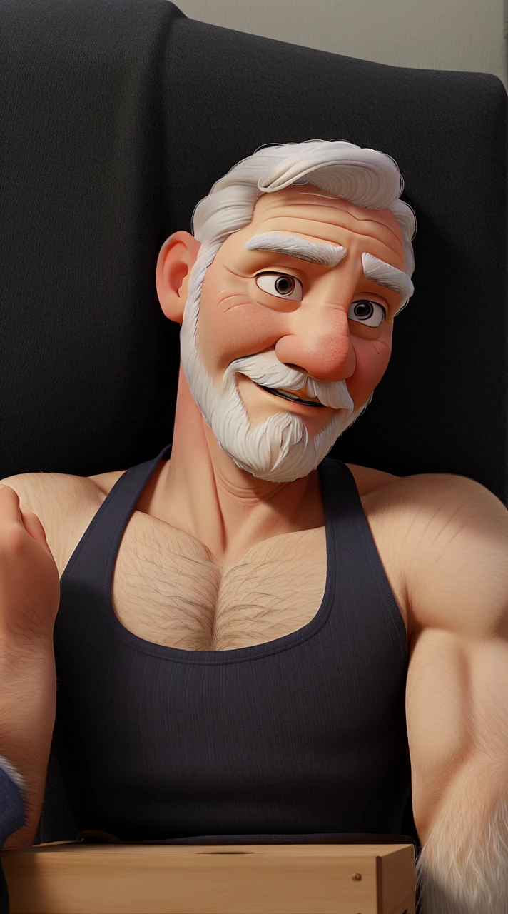 Man 60 years old, white hair, white beard