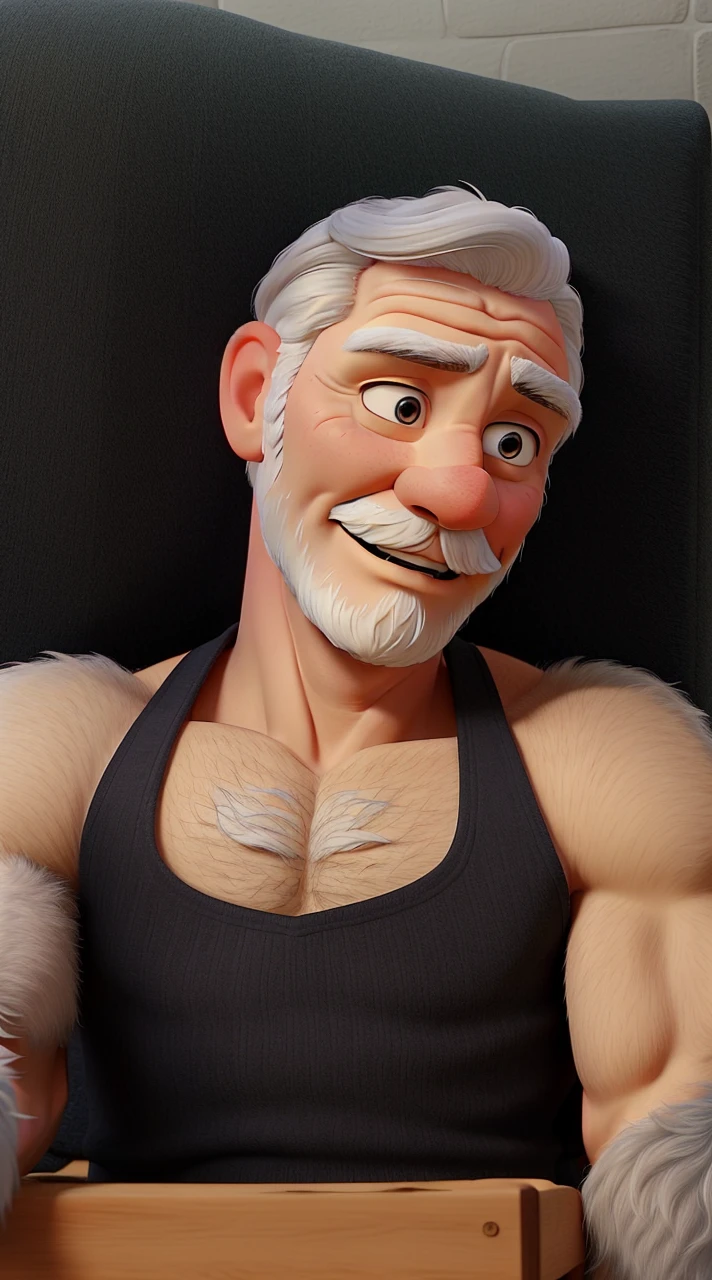 Man 60 years old, white hair, white beard