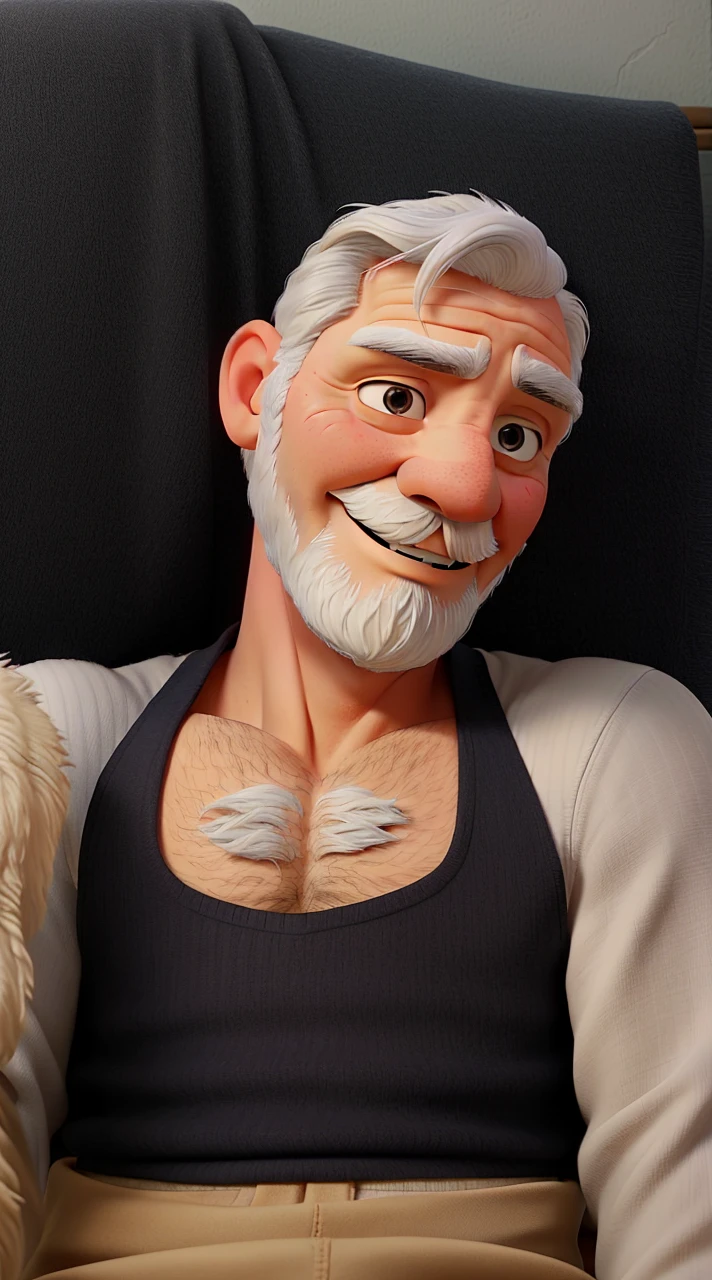 Man 60 years old, white hair, white beard