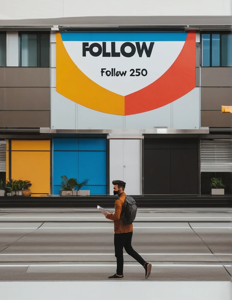 A man holding a sign that says follow 250 is happy