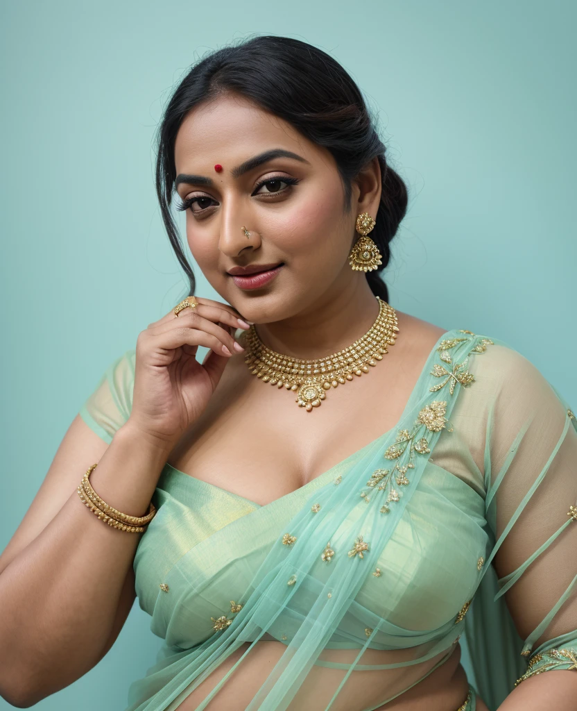 Foto RAW, photorealistic, photography, full body shot, master shot, perfect eyes, goddess like beauty, pierced eyes, perfect thick chubby mallu Desi aunty bhabhi, Wearing a Stanapatta, a chest-band.Saree model, model Photography, Indian saree shoot, Indian traditional wear advertising photography, traditional wear brand shoot, face of Indian actress Sonakshi Sinha, masterpiece, realistic, realism, incredible details,  pleasure, photorealism, detailed skin, skin pores, high contrast, photorealistic Artstation 8k HD digital art trend of high definition and detailed realistic skin texture, ultra detail, realistic skin texture, armature, best quality, ultra high definition, (photorealistic:1.4),, high resolution, detail, raw photo, sweat, Re sharp, by Lee Jefferies Nikon D850 Film Stock Photo 4 Kodak Portra 400 Camera F1.6 Lens Rich Color Ultra Real Realistic Realistic Textures Dramatic Lighting Unreal Engine Trending at Art Station Cinestill 800,(pele altamente detalhada: 1.2), 8k UHD, DSLR, soft-lighting, alta qualidade, grain of film, Fujifilm XT3,she didn't like to wear blouse or bra, she is happy to wear only saree, she hates blouse or bra, detailed hairy armpits, hyper realistic skin, skin pores, sweat, veins, 