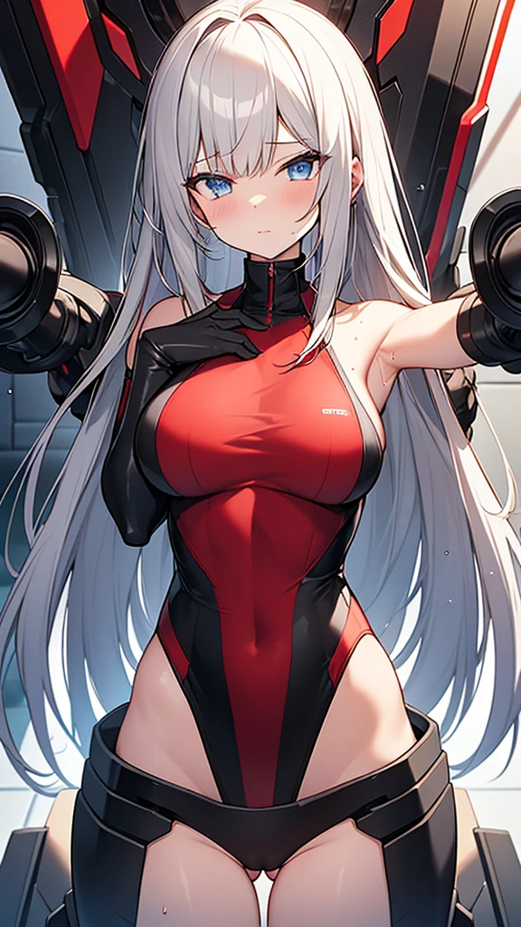 (Highly detailed CG Unity 32k wallpaper,masterpiece, Biological, whole body),(Best lighting, Best Shadow, Very delicate and beautiful),(Girl having vaginal sex with man),((Intense vaginal sex with a man:1.5)),((バウンドする胸:1.4))blue eyes, Big Breasts,Bouncing chest, Black Hair,Bobcut,Red and black and White off-the-shoulder revealing high-cut SF bodysuit,One-piece swimsuit-style clothing,Clothes that emphasize the chest,Neck Seal,High-tech sci-fi corridor, Dynamic pose, Detailed Machinery, Sleek design.,My crotch is wet, {{An extraterrestrial lifeform preys on girls and takes their place、Her breasts are bigger than a real girl's、Suitable for the mothe}}, Unknown sensation, Feels good, Vigorous movement, more, instinct, Female fall, Bouncing chest, loose, loose, NSFW