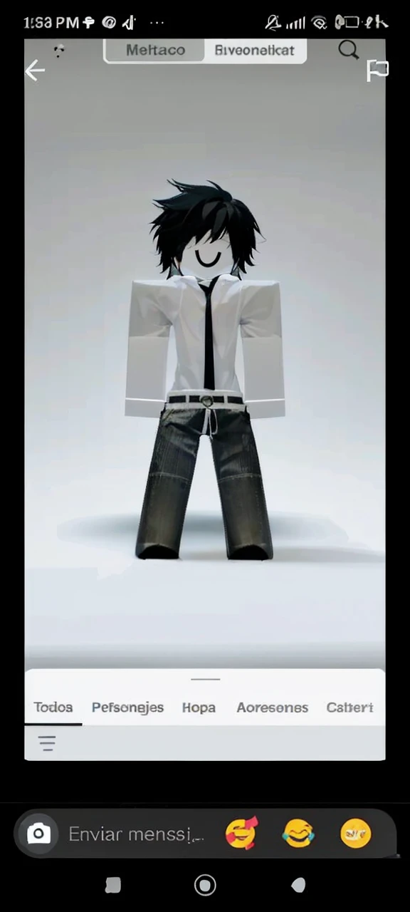 15 year old boy with white skin and white sweater with black pants and black hair