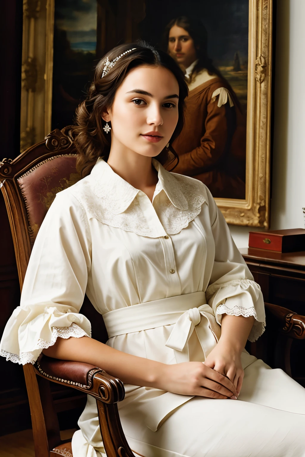 ((Best Quality)), ((Masterpiece)), (detailed), 1 sitting in a chair